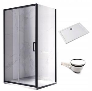 BPS-koupelny Obdélníkový sprchový kout KZ104A BL 100x90 černá/transp. + vanička ST04A bílá