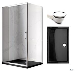 BPS-koupelny Obdélníkový sprchový kout KZ104C 120x90 chrom/transp. + vanička ST04C BL černá