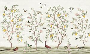 FUGU Tapeta stromy citrónovníku - Lemon Tree Chinoiserie white Materiál: Digitální eko vlies - klasická tapeta nesamolepicí