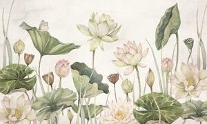 FUGU Tapeta květy leknínů - Lovely Water Lilies Materiál: Digitální eko vlies - klasická tapeta nesamolepicí