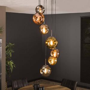 Závěsné svítidlo Stellar 7-light round, starostříbrná barva, vícebarevné sklo