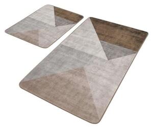 Šedo-hnědé sametové koupelnové předložky v sadě 2 ks 60x100 cm – Mila Home