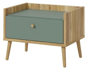 Noční stolek NESRYN dub mauvella/šalvějová zelená