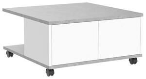 FMD Mobilní konferenční stolek 70x70x35,5 cm betonová a lesklá bílá