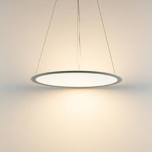 Deko-Light Závěsné světlo PANEL, šedé, Ø 63 cm, kov, stmívatelné, 50 W, stmívatelný, Hliník / šedá / zinek, Pracovna / kancelář, Hliník, Moderní