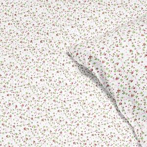 Goldea bavlněné ložní povlečení - červené růžičky na bílém 140 x 200 a 70 x 90 cm