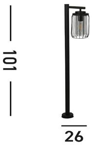 Rákosové osvětlení cesty, IP44, černé, výška 100 cm, kovové