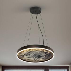 Schuller Valencia Závěsné světlo Stone LED, Ø 60 cm, černá, kov, akryl, Černá, Obývací pokoj / jídelna, kov, Moderní