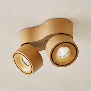 Arcchio LED stropní bodové světlo Rotari, hnědé, 2-bodové, 8,9W, stmívatelný, Hnědá / rez, Chodba, Hliník, Moderní