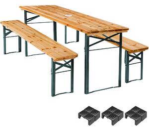 Tectake Zahradní pivní set Ludwig 3dílný, skládací s držákem na deštník - hnědá