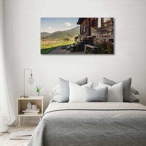Foto obraz na plátně do obýváku Dřevěný dům hory oc-131816797