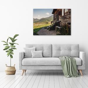 Foto obraz na plátně do obýváku Dřevěný dům hory oc-131816797