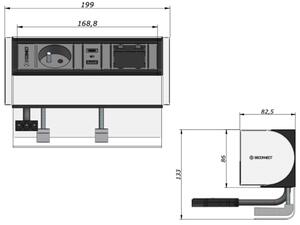 IBConnect Elektro zásuvka PRISMA černá - různé konfigurace Konfigurace elektrozásuvky: 2x230V