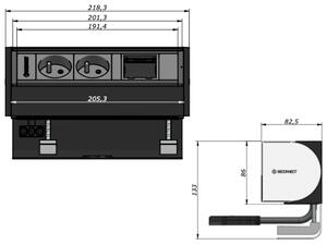 IBConnect Elektro zásuvka PRISMA černá - různé konfigurace Konfigurace elektrozásuvky: 2x230V