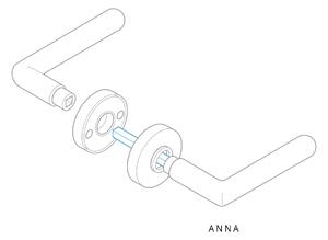 AC-T SERVIS Dveřní klika ANNA přírodní hliník - kulatá rozeta Mechanizmus rozety: Plastová konstrukce, Provedení kliky: vč. rozety BB - obyčejný klíč