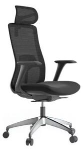 Kancelářská ergonomická židle WISDOM s podhlavníkem — síť, černý plast, nosnost 150 kg černá