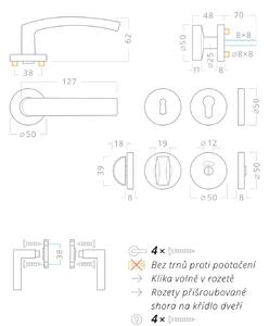 AC-T SERVIS Dveřní klika LARA bronz - kulatá rozeta Mechanizmus rozety: Plastová konstrukce, Provedení kliky: Koule/klika - pravá