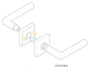 AC-T SERVIS Dveřní klika FUTURA matný nikl SlideBloc light - hranatá rozeta Mechanizmus rozety: SlideBloc, Provedení kliky: vč. rozety WC