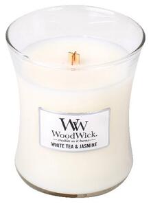 Střední vonná svíčka WoodWick, White Tea & Jasmine