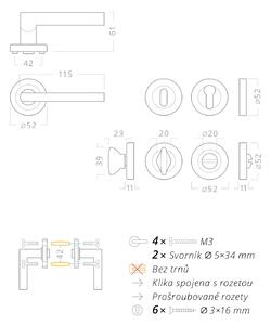 AC-T SERVIS Dveřní klika LEIPZIG nerez - kulatá rozeta Mechanizmus rozety: Kovová konstrukce, Provedení kliky: vč. rozety WC