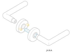 AC-T SERVIS Dveřní klika JANA leštěná mosaz - kulatá rozeta Mechanizmus rozety: Plastová konstrukce, Provedení kliky: Koule/klika - pravá