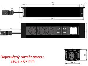 IBConnect Vestavná zásuvka INTRO bílá - různé konfigurace Konfigurace elektrozásuvky: 3x230V + Modul