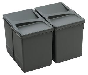 In-Design Systém odpadkových košů do zásuvky PRAKTIK šířka 600 antracit Členění odpadkového koše: 2x15l (výška 270)