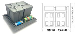 In-Design Systém odpadkových košů do zásuvky PRAKTIK šířka 600 antracit Členění odpadkového koše: 2x15l (výška 270)