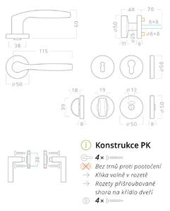 AC-T SERVIS Dveřní klika MONET bronz - kulatá rozeta Mechanizmus rozety: Plastová konstrukce, Provedení kliky: vč. rozety BB - obyčejný klíč