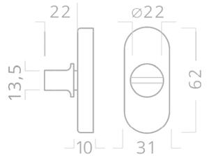 AC-T SERVIS Dveřní klika DORA nerez - oválná rozeta Provedení kliky: vč. rozety WC