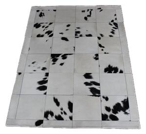 Kožený koberec Aros bílý s černou L L