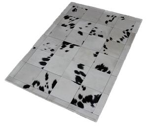 Kožený koberec Aros bílý s černou L L
