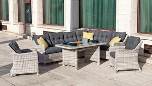 Riva ratanová stolní souprava white-wash levá