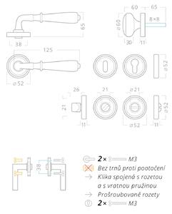 AC-T SERVIS Dveřní klika ROMANTIK nikl matný - rozetová Mechanizmus rozety: Kovová konstrukce, Provedení kliky: vč. rozety WC