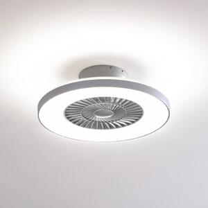 Lindby Smart LED stropní ventilátor Paavo, stříbrný, tichý, Tuya, stmívatelný, Hliník / šedá / zinek, Obývací pokoj / jídelna, Plast, Moderní