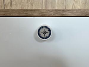 In-Design Nábytková knopka Nero bílá, motiv kompas V60