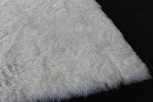 Kožený koberec z ovčí kůže - střižený chlup - bílý - 3K - rovný 3 kůže Střižený chlup 5 cm
