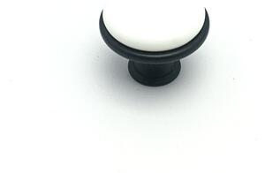 L-design Nábytková knopka Blanc porcelán / černá matná