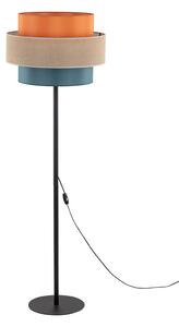 TK Lighting Stojací lampa Trio, jutové stínidlo, oranžová/přírodně hnědá/benzínová, Vícebarevná, Obývací pokoj / jídelna, Textil / tkanina / hedvábí