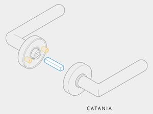 AC-T SERVIS Dveřní klika CATANIA matný nikl - kulatá rozeta Mechanizmus rozety: Kovová konstrukce, Provedení kliky: vč. rozety BB - obyčejný klíč
