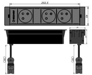 IBConnect Jednotka INBOX bílá - 3 pozice různé konfigurace Konfigurace elektrozásuvky: 2x230V + Modul