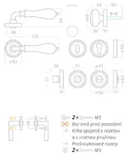 AC-T SERVIS Dveřní klika BAROK bronz/porcelán - rozetová Mechanizmus rozety: Kovová konstrukce, Provedení kliky: vč. rozety BB - obyčejný klíč