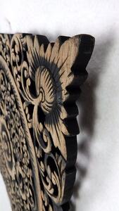 Závěsná dekorace Mandala, černá patina, 60x60 cm, teakové dřevo, ruční práce