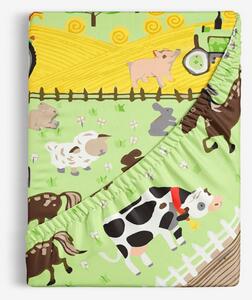 Goldea dětské bavlněné napínací prostěradlo - zvířátka na farmě 80 x 160 cm