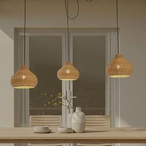 Venkovní závěsná lampa Lucande Taniola, 3 světla, béžová, ratan, IP44
