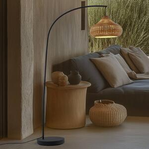 Lucande Venkovní stojací lampa Taniola, béžová, ratan, 195 cm, IP44, Světlé dřevo, Dřevo, Venkovský / rustikální, stojací lampa