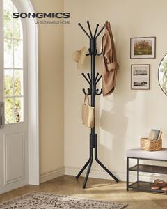 SONGMICS Věšák na kabáty kovový 175 cm 16 háčků černá