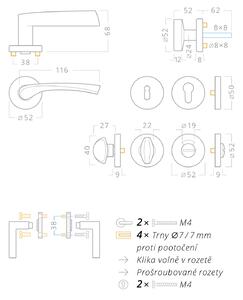 AC-T SERVIS Dveřní klika PIA bronz - kulatá rozeta Mechanizmus rozety: Plastová konstrukce, Provedení kliky: vč. rozety PZ - fabkový klíč
