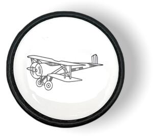 In-Design Nábytková knopka Bianco černá, motiv letadlo V33