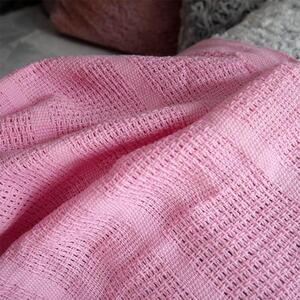 Deka z pletené bavlny 100x150 cm - růžová